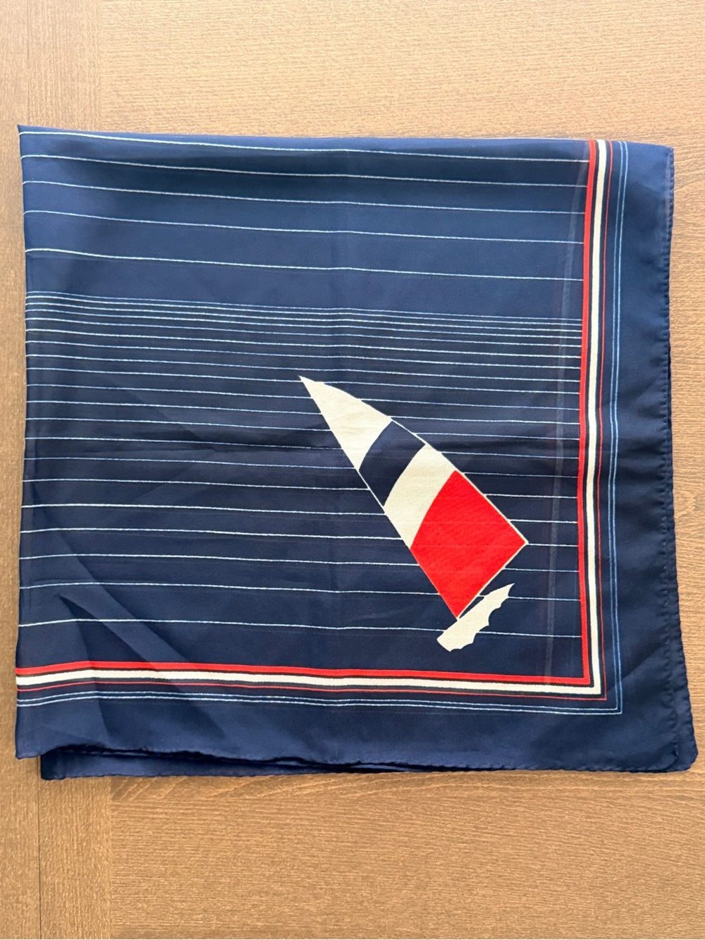 Vintage French Nautical Scarf – Navy Blue, Red & White – Paris Design